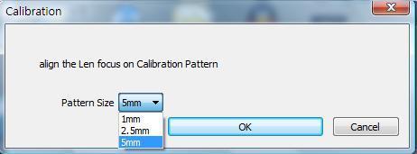 2. Select suitable scale pattern size: a. 5.0 mm Calibration Pattern : 10X ~ 70X 5mm Calibration Pattern b. 2.