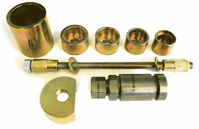 Parts List for GGT-570 Rose Joint Kit 1. GGT-500; Press Master 2. GGT-519; Thrust Bearing For Press Master 3. GGT-571; Ford Upper Joint Remover 4. GGT-572; Ford / GM Installation / Receiver 5.