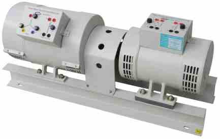 AC Generators (optional) Protective Coupler Cover : Nvis TPM30 Both the Machines are flexibly coupled and Mounted on a Single 'C' Channel Base Three Phase Synchronous Machine : Salient : 3 HP AC s