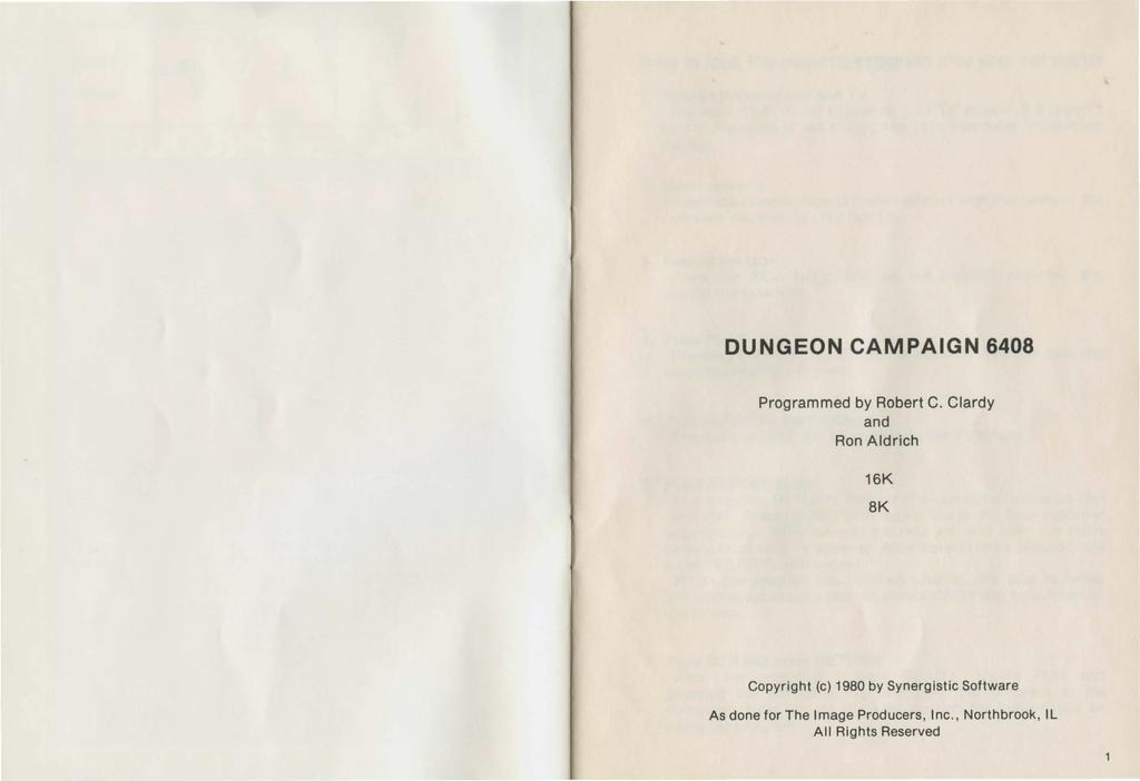 DUNGEON CAMPAIGN 6408 Programmed by Robert C.