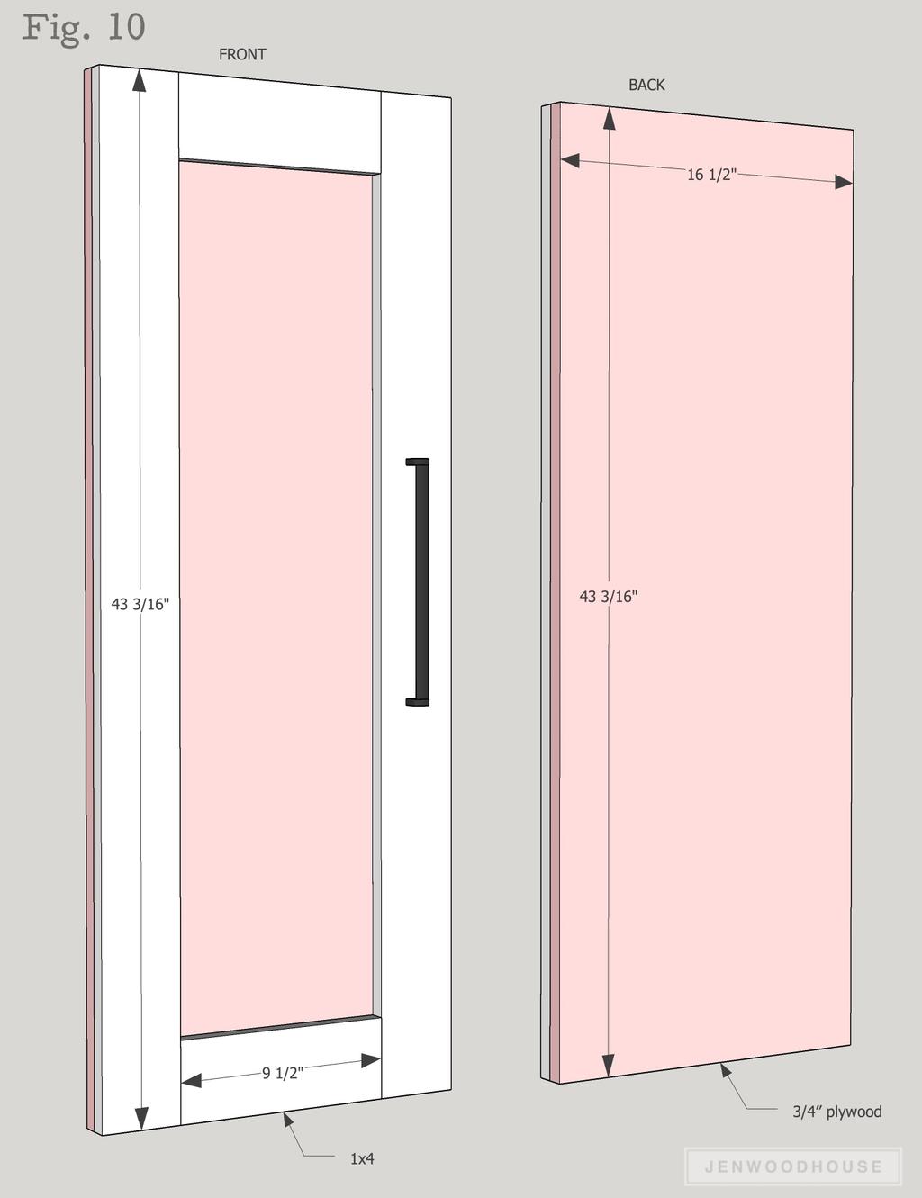 Sliding Barn Door Hutch Copyright 2017 Jen Woodhouse / The House of Wood 12 STEP 10 BUILD THE DOORS Measure, mark, and cut 1x4 rails and stiles to length,
