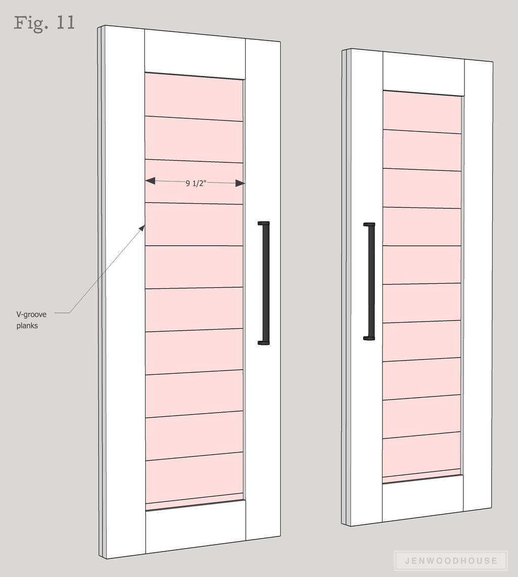 Sliding Barn Door Hutch Copyright 2017 Jen Woodhouse / The House of Wood 13 STEP 11 ATTACH THE DOOR PLANKS Measure, mark, and cut v-groove planks