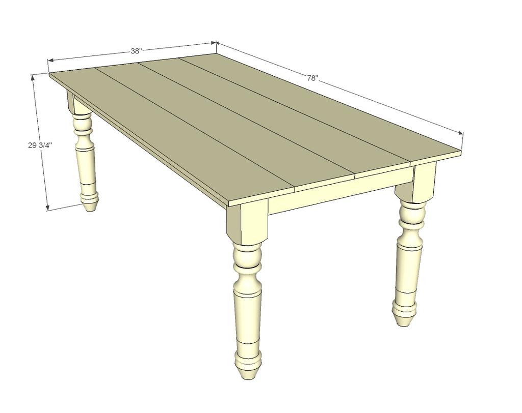 The beautiful table legs are contributed from Osbourne Wood. [9] Summary: Build a farmhouse table with turned legs! Free plans from Ana-White.
