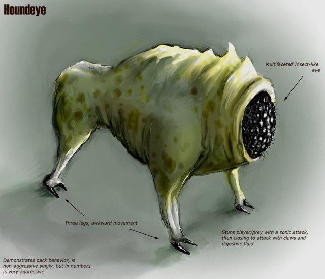 (The Houndeye within Half Life) Texture Art: Texture art is an art form where developers create a graphical sheet