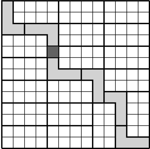 1 tiles in an irregular position together with the missing cell form a NW-SE diagonal crack The crack starts in the upper left corner of the square and ends in the lower right corner 5 (Location of