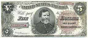 www.coastcoin.com Order Toll Free 1-800-638-8869 1890 $5 XF+. TN. F-359, Portrait of General Thomas with the ornate reverse. Very scarce................. #121521 $4995.00 1896 $1 CAU. SC.