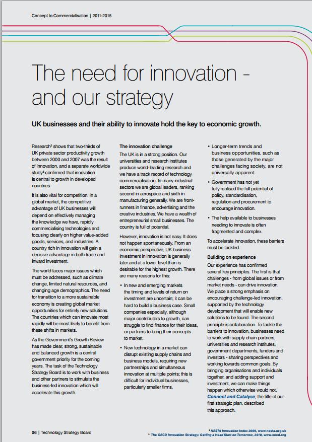 Background to TSB UK s Innovation Agency BIS core funding Investment