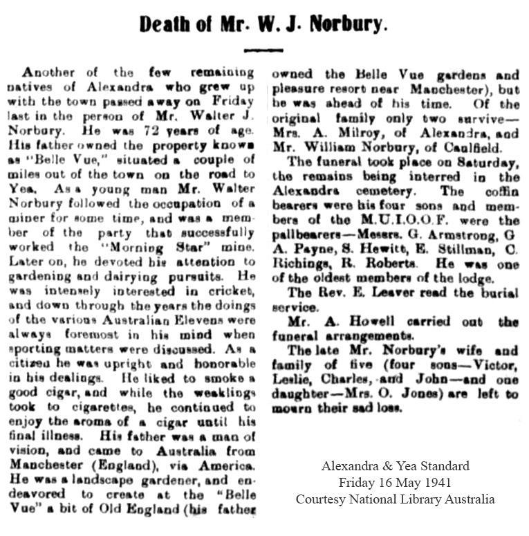 N E W S PA P E R S Death of Walter James Norbury, Charlie's father