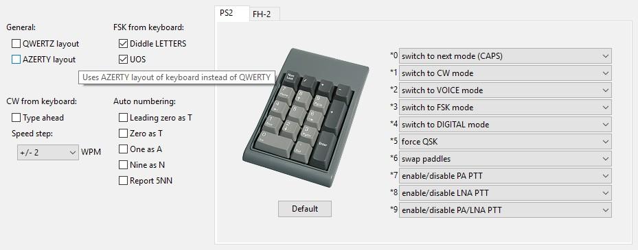 KEYBOARD TAB The Keyboard Tab controls the operation of a PS/2 keyboard or numeric keypad connected to the PS/2 jack. It is also possible to define control functions for the numeric keypad.