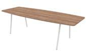 A scallop design is featured at the rear of each desk and the top of