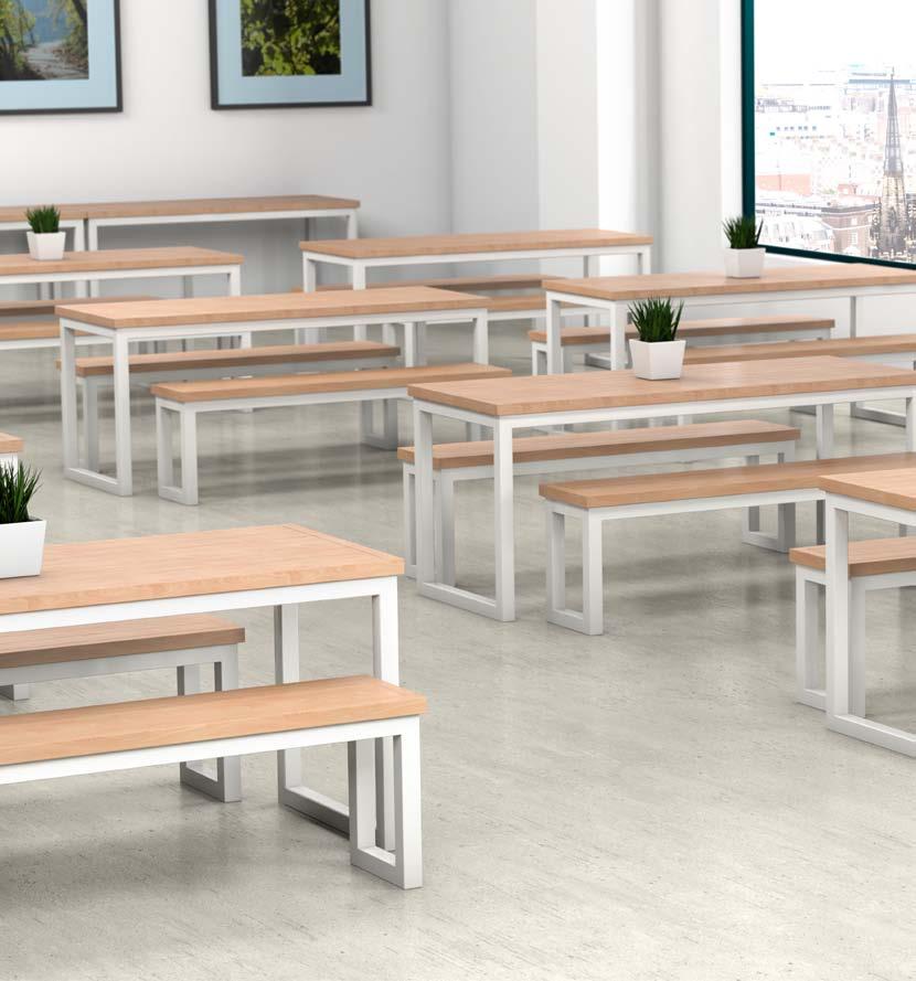 TABLES SLED A modern O leg table and matching bench seating with a clean robust style suited to both working and breakout areas.