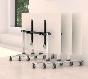 Lockable castors. Multiple configuration options. Metal finishes Silver or Chrome. Wood finishes Beech, Light Oak, Maple, Birch, White or Walnut.