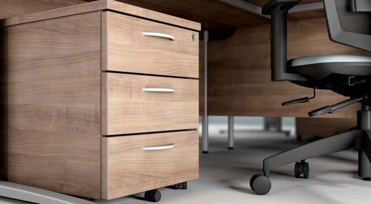 Desk high pedestals are available in 600mm and 800mm depths. Multiple drawer options.