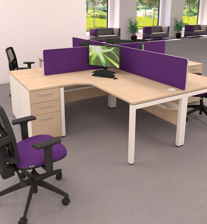 DESKING DUTY Duty has been designed to offer excellence in both form and function. It features a floating desktop design with a standard goalpost leg frame or a supporting pedestal.