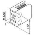 Model 42F - Glass Clamp for square newels 1.1" thick x 1.77" high x 2.24" long. Security plate included.