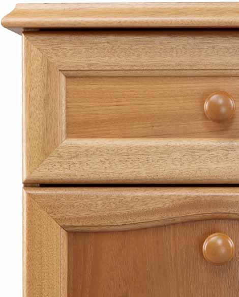 What sets Trafalgar apart is the solid wood, shaped, lipped edge on all of its cabinets, making it a tactile piece of furniture with no harsh edges.