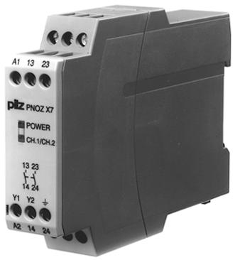 Up to Category 2, EN 954-1 Unit features Positive-guided relay outputs: 2 safety contacts (N/O), instantaneous Connection options for: E-STOP pushbutton Reset button LED indicator