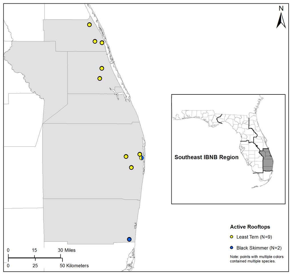 Map 18. Active rooftop sites in the Southeast IBNB region in 2014.