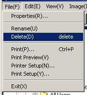 3 Deleting Images You can delete images. There are three methods for deleting images. Using the File Menu 1.