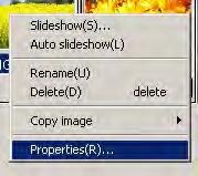 Click the image in the Thumbnail Display Area for which you want to see information. 2. Select [Properties] from the [File] menu.