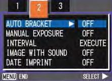 Shooting Menu (Aperture Priority Mode) In Aperture Priority Mode, display by pressing the M button. The Shooting menu is divided into three screens.