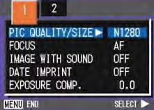 Shooting Menu (Movie Mode) In Movie Mode, display by pressing the M button. 1 Setting Option Refer to MOVIE SIZE [320], 160 P.72 FOCUS [AF], MF, SNAP, P.