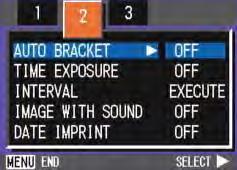 Shooting Consecutively with Different Exposures (AUTO BRACKET) 5. Select [ON] and then press the O or # button.