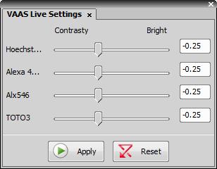Chapter 7 Detection Mode VAAS 7.3 Various Views (VAAS-use) This section describes various VAAS mode views. 7.3.1 Displaying the VAAS Live You can adjust parameters of channels during live observation to display a VAAS live image while calculating it.