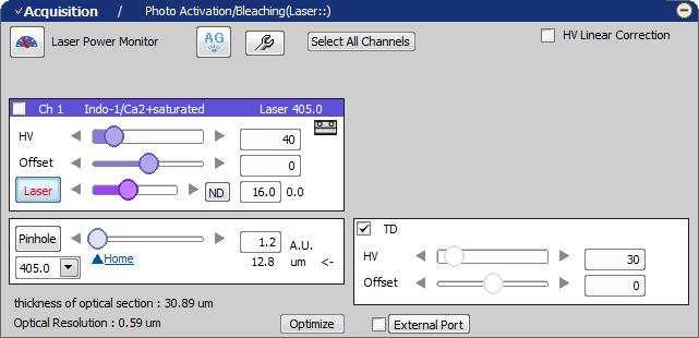 Chapter 4 Detection Mode DU4 4.2.1.2 When Acquiring Transmitted Image Only By using the TD channel, you can acquire the image with the TD channel only. 1. Display the Optical path window.
