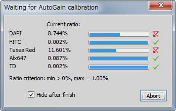Chapter 4 Detection Mode DU4 4.2.5 Auto Gain Auto Gain is a function to automatically correct the value of HV gain to set the optimum image brightness.