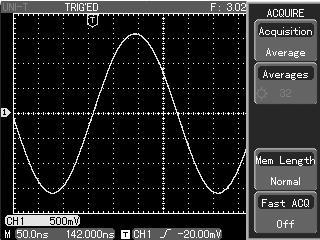 UNI-T Figure 2-20 Waveform display when 32-time average sampling is selected Definitions : Normal mode : The digital storage oscilloscope acquires signal sample at equal and regular intervals to