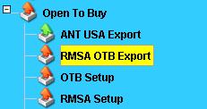 Go to Open Open to Buy > RMSA OTB Export Enter the date range for the report (Example 3/1/06 to 3/31/06), check off the stores that you would like to export, and click on Run.