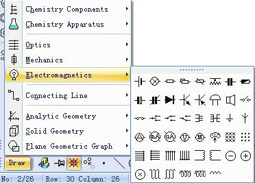 up when clicking in geometry toolbar on draw button Here too, as it is in the case of geometric tools, click on the laboratory tool.