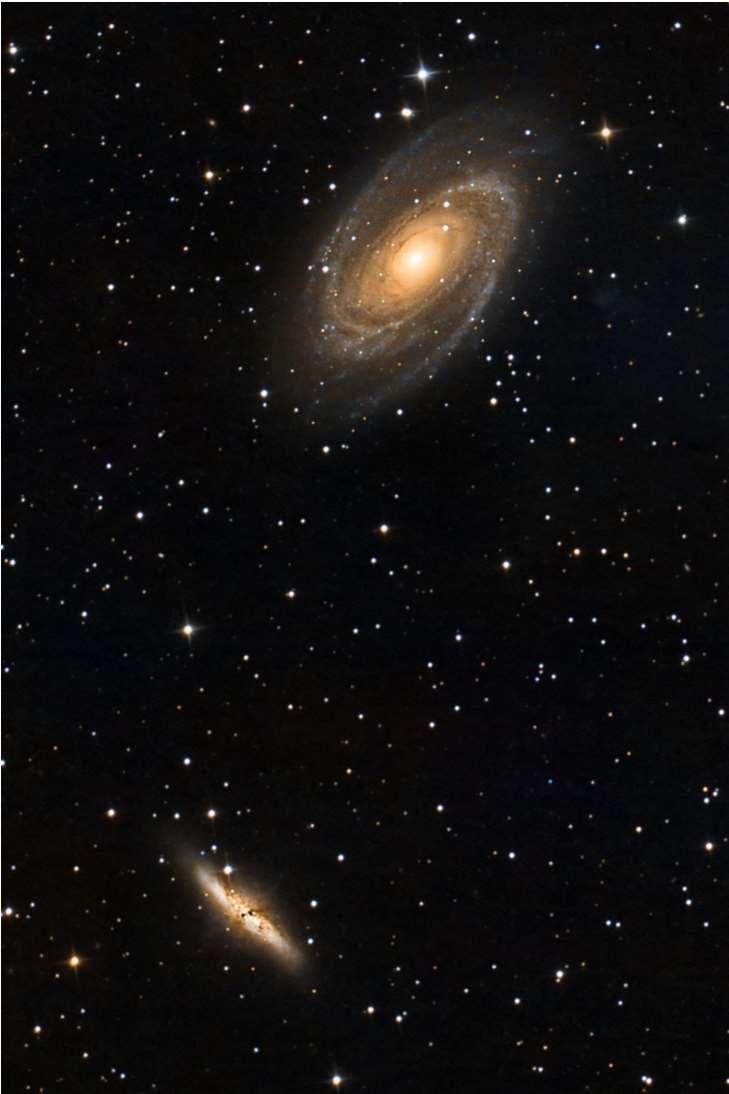 Example: M81 and M82 galaxies Telescope: Skywatcher 8 f4 (800mm focal length) with Baader MPCC Coma Corrector Mount: ioptron ieq45 50mm guider