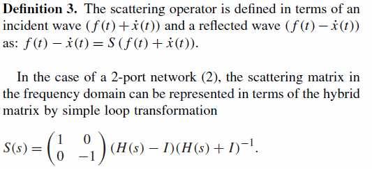 Passive teleoperation - Scattering approach Applicable for linear systems, ideas