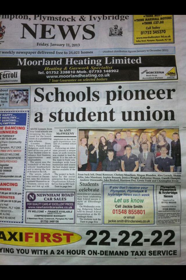 Plymstock Student Union Raising profile and attracting students. Enterprising approach to Student Council. US brand.