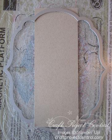 Step 4 Line up a 2 x 5-1/2 piece of Crumb Cake card stock so that it is centered on the Largest Framelits Die.