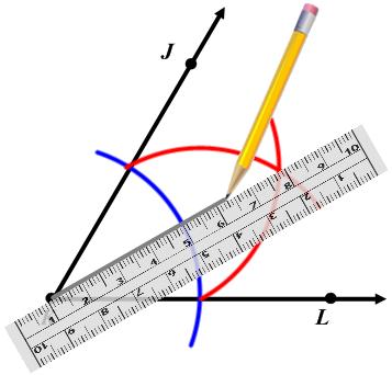 4. [Angle Bisector] Construct an angle bisector of the angle DEF Step I: Open the compass to any length and create an arc with the needle of the compass at the vertex of the angle.