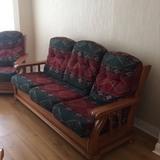 922588883373362 Sofa Varnished wood frame and green and