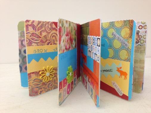 July 25 29, 4 6pm Fee per 1-3 Make a Collage Journal Carolyn Tindal These collage journals are based on cardboard books.