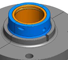 2.12 Slide and reposition the bearing assembly against the mounting flange. Secure the housing to the mounting flange using four (4) bolts.