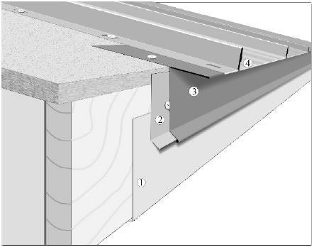 system all the way down to the soffit. Fascia are overlapped by eave cleats, which approximately line up with the roof edge of the decking, and are held in place by pancake screws.