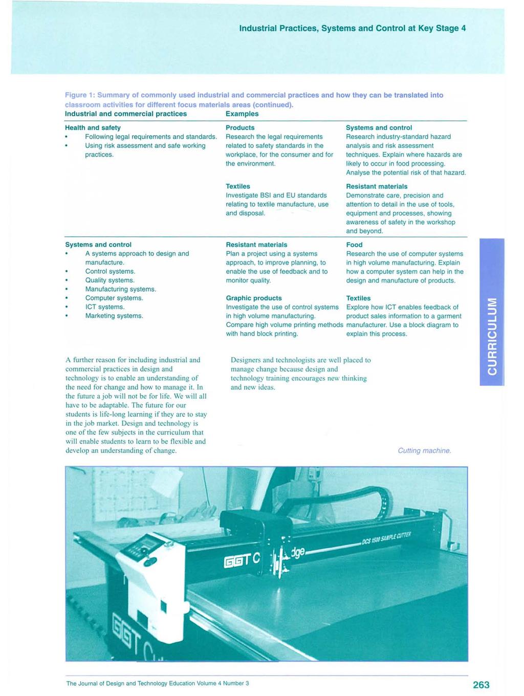 Figure 1: Summary of commonly used industrial and commercial practices and how they can be translated into classroom activities for different focus materials areas (continued).