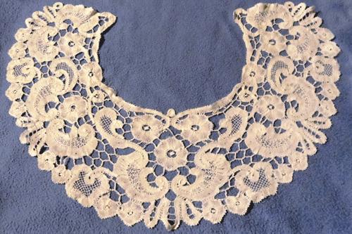New Opportunity Drawing - $1 each chance or 6 for $5 This year's drawing item is a collar handmade in Bruges style bobbin lace. Semi-Annual Vintage Sale of lace and linens!