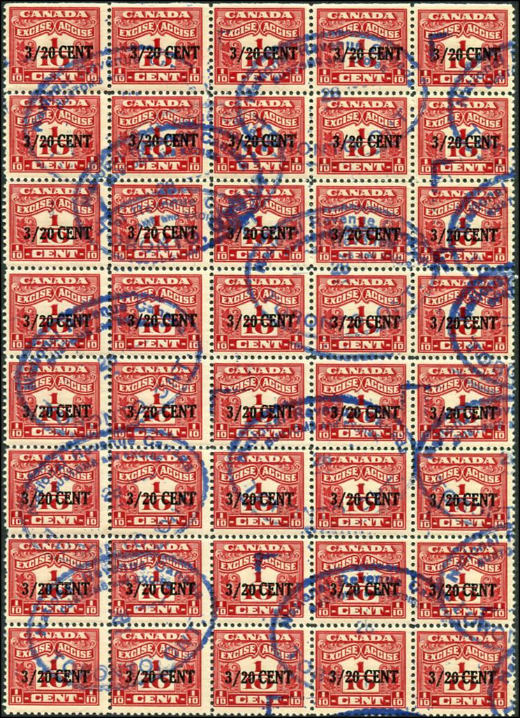 The 40 stamps have a face value of 6c. Am sure glad they used this Spectacular large block rather than a single 6c stamp. Extremely unusual usage of this stamp. Cat.