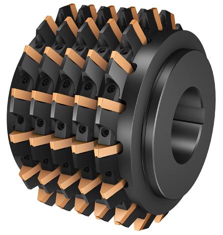 Higher number of effective teeth reduces machining time per wheel. Double A productive and flexible solution for roughing large external gears.