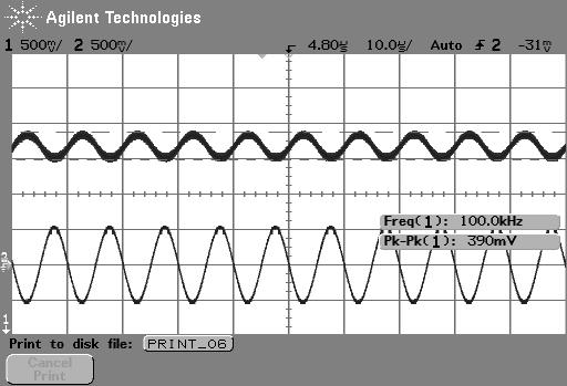 The proposed gain frequency response modification was tested by placing 1uF tantalum capacitor in parallel with the pre existing.047uf capacitor in the Z I leg of the op amp.