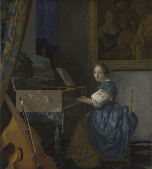 1670, Kenwood House, London (fig 1); A Lady Standing at a Virginal, ca. 1670 72, National Gallery, London (fig 2); and Young Woman Seated at a Virginal, ca.
