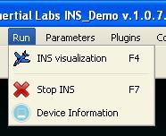 3.2). Run Menu contains the INS control commands (Fig.3.3).