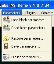 Plugins Menu contains the INS Demo plugins (Fig.3.5).